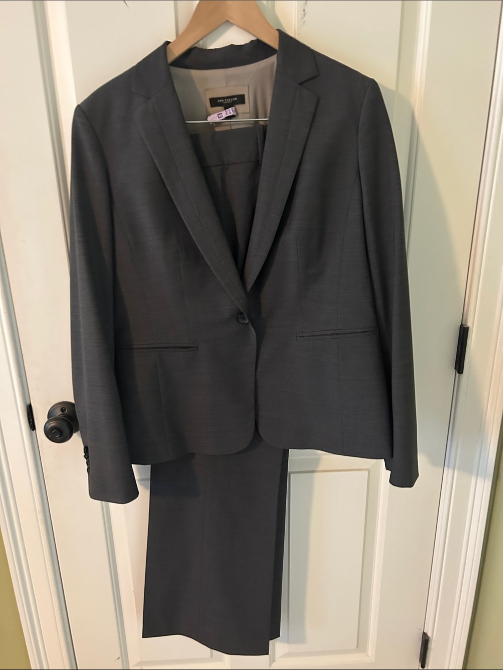 Ann Taylor Charcoal Gray Women's Two-Piece Suit - Blazer & Skirt
